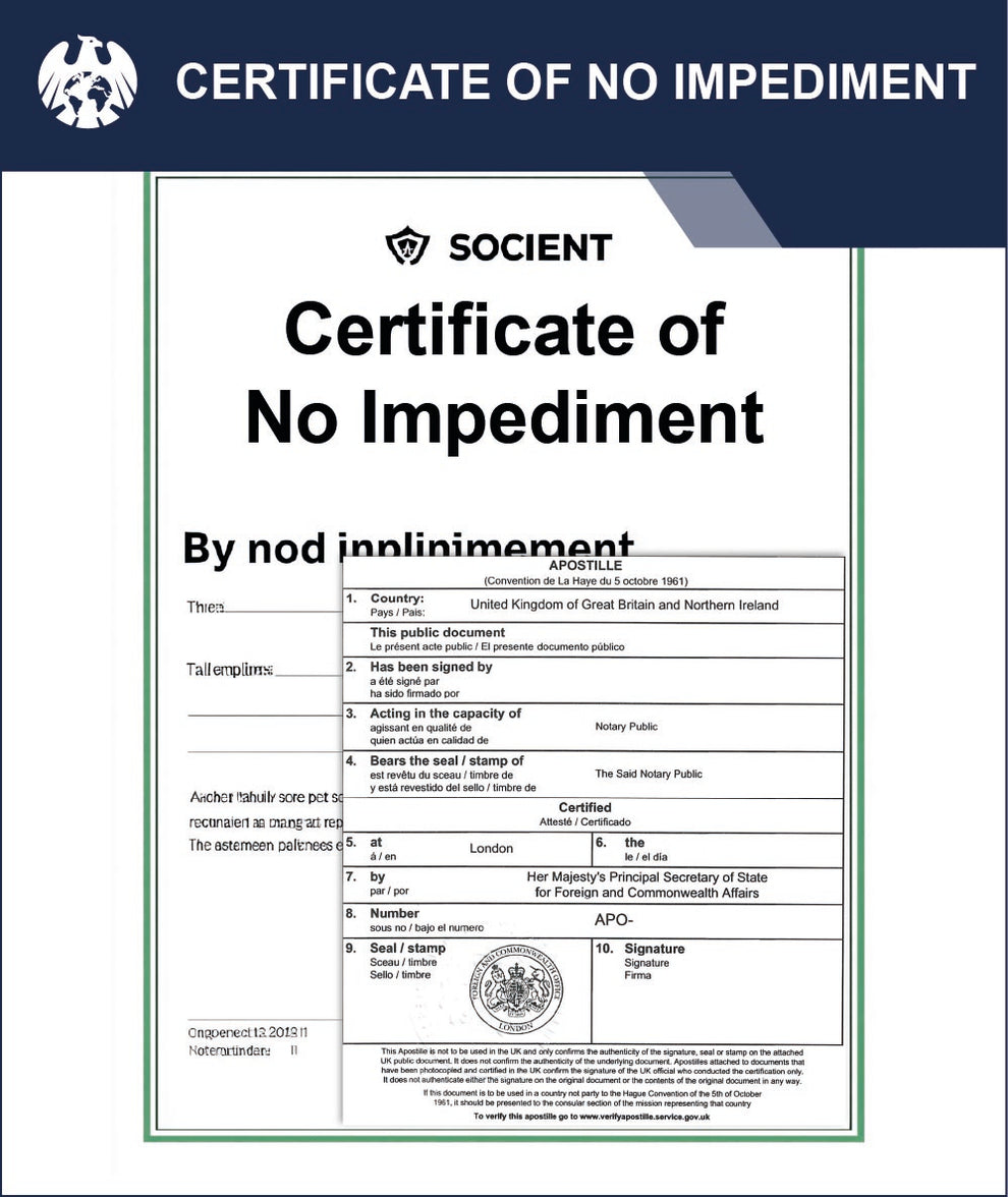 Mpediment Certificate of No Impediment Apostille | Fast UK Service – 12 Apostille