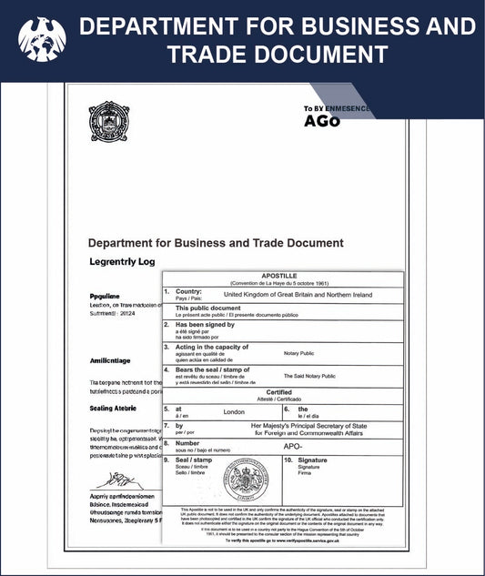 Department for Business and Trade Document – Express Apostille Service