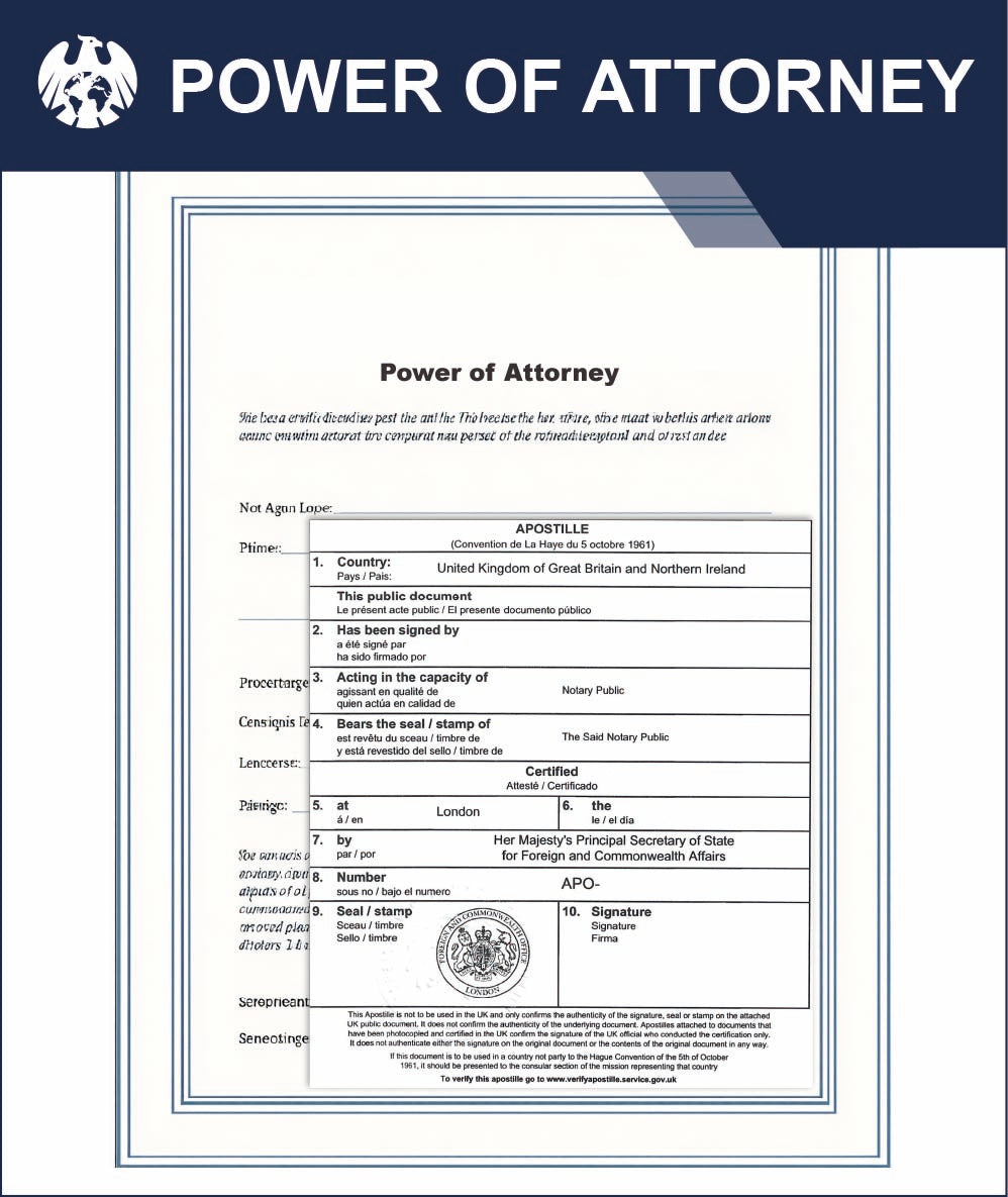 Power of Attorney Apostille for a UK power of attorney document legalised for overseas use
